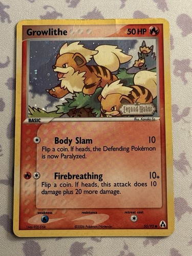 Carta pokémon growlithe 92 - carta, 55/92